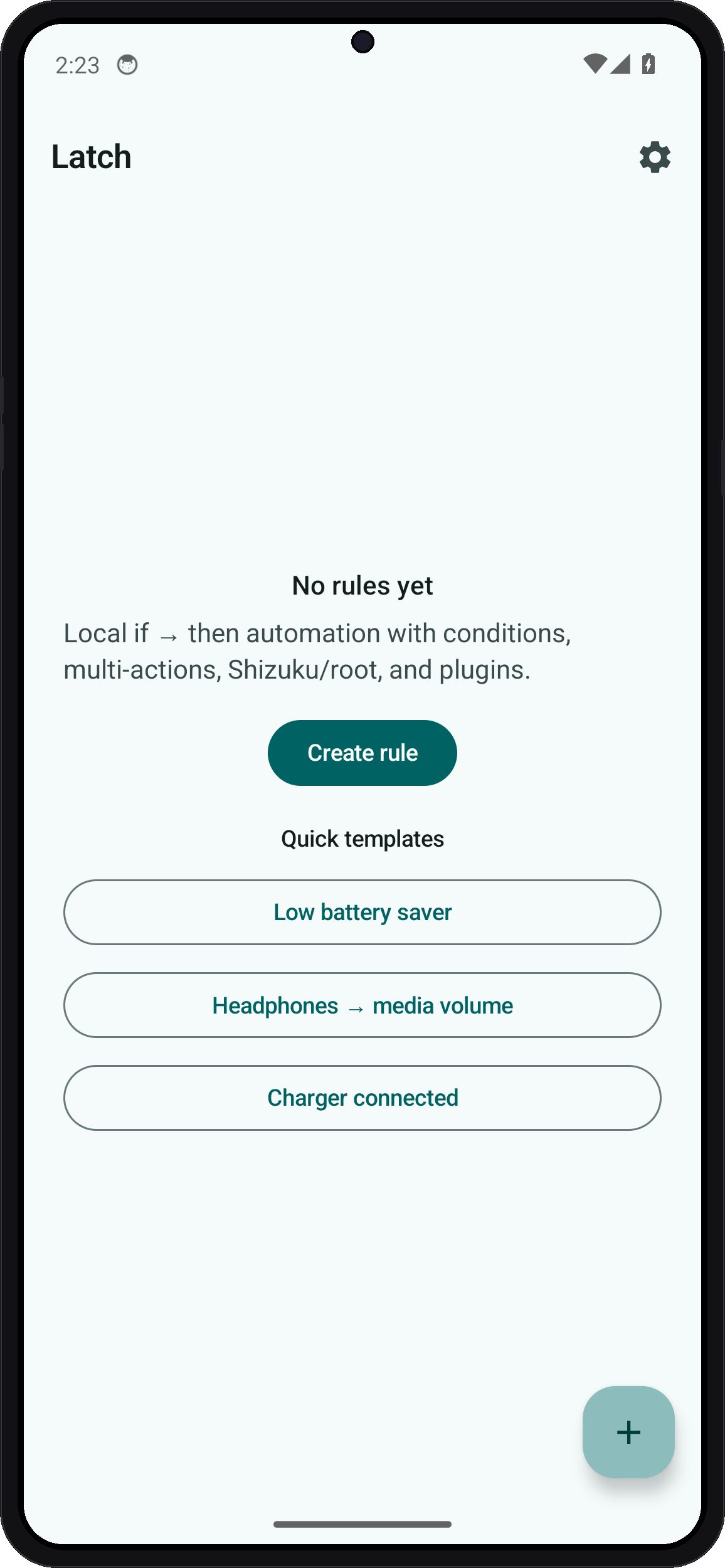 Latch home screen on a Pixel-style phone